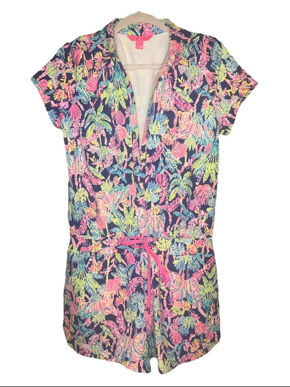 Lilly Pulitzer Jorgie Romper in Oyster Bay Navy Seen and Herd Women’s Medium
